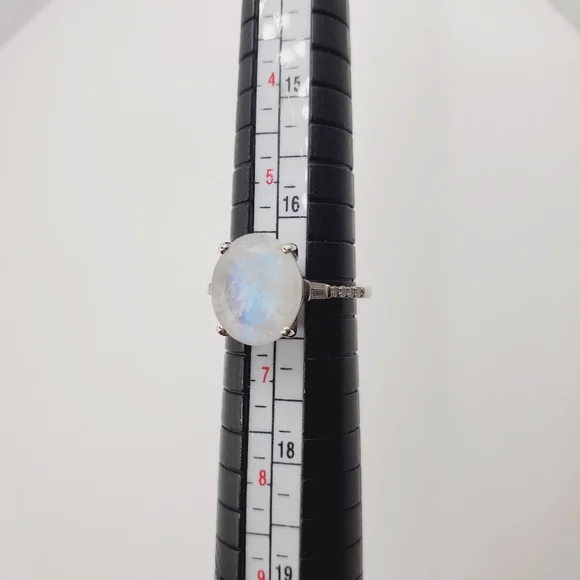 Genuine Moonstone & Diamond Ring - Picture 7 of 7